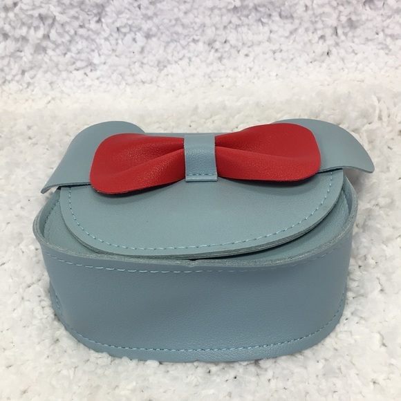 MINI Leather Blue Purse with Red Bow - Picture 2 of 5
